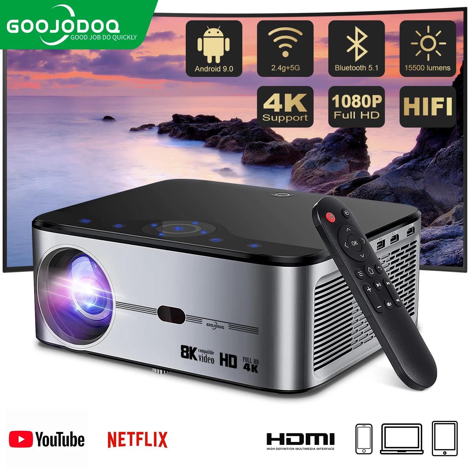 GOOJODOQ Ǯ HD 1080P , ȵ̵  LED  ȭ , LED Ȩ þ ó׸ , 4K, 8K, 700ANSI, 15500 